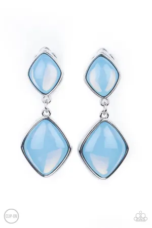 Double Dipping Diamonds - Blue Earrings - Papparazzi Accessories