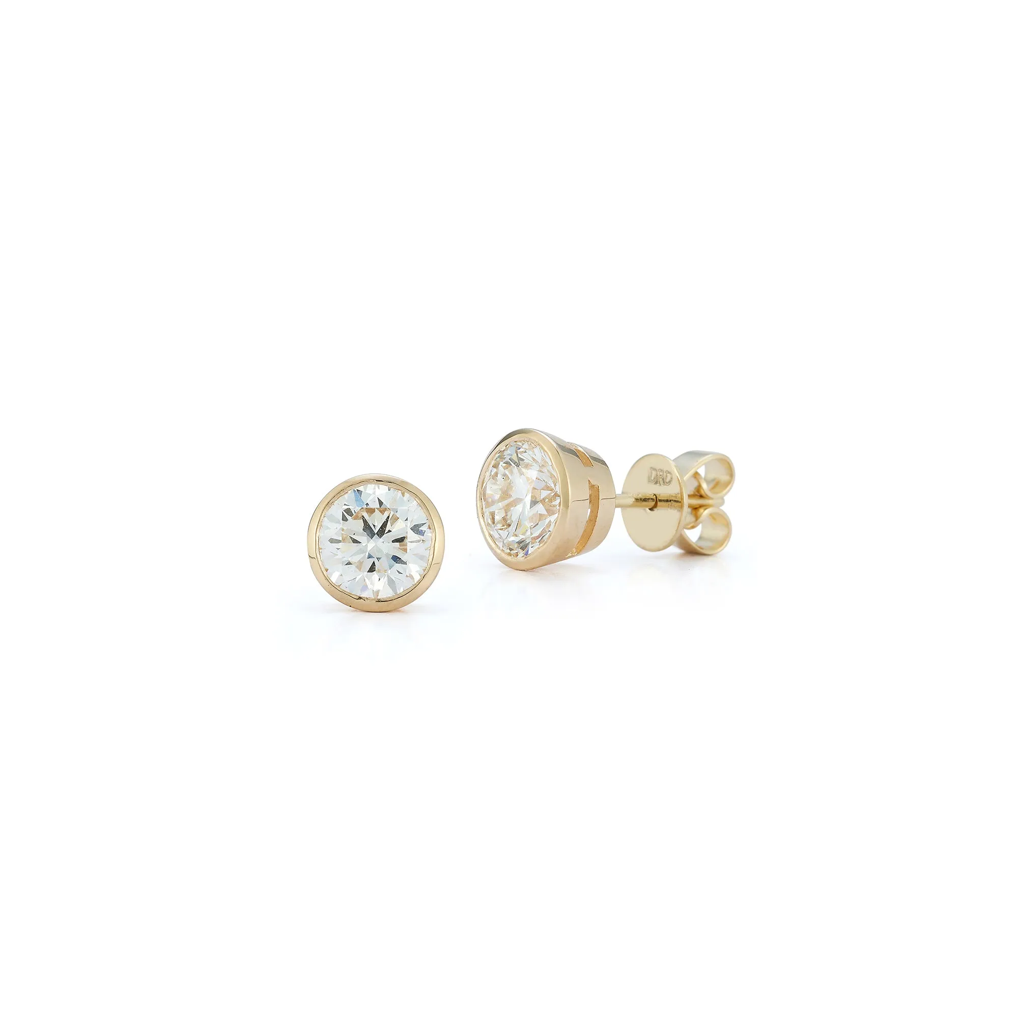 DRD Round Bezel Set Solitaire Studs 1.80 Ct. Total Weight