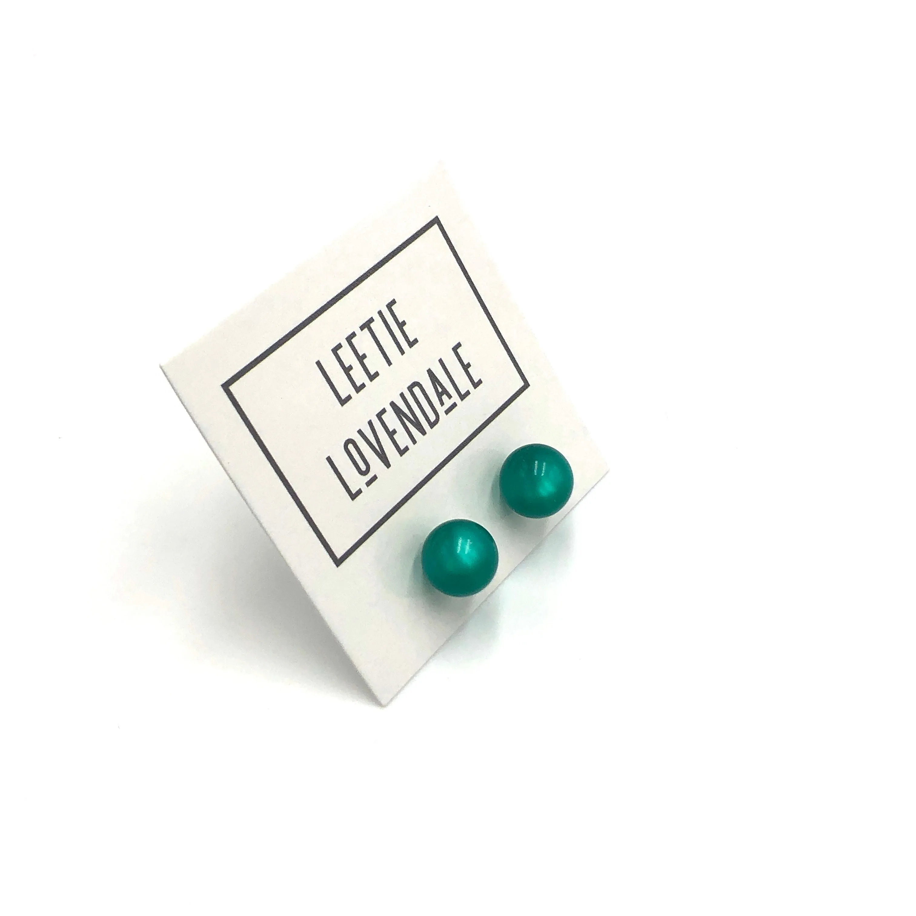 Emerald Moonglow Lucite Ball Stud Earrings