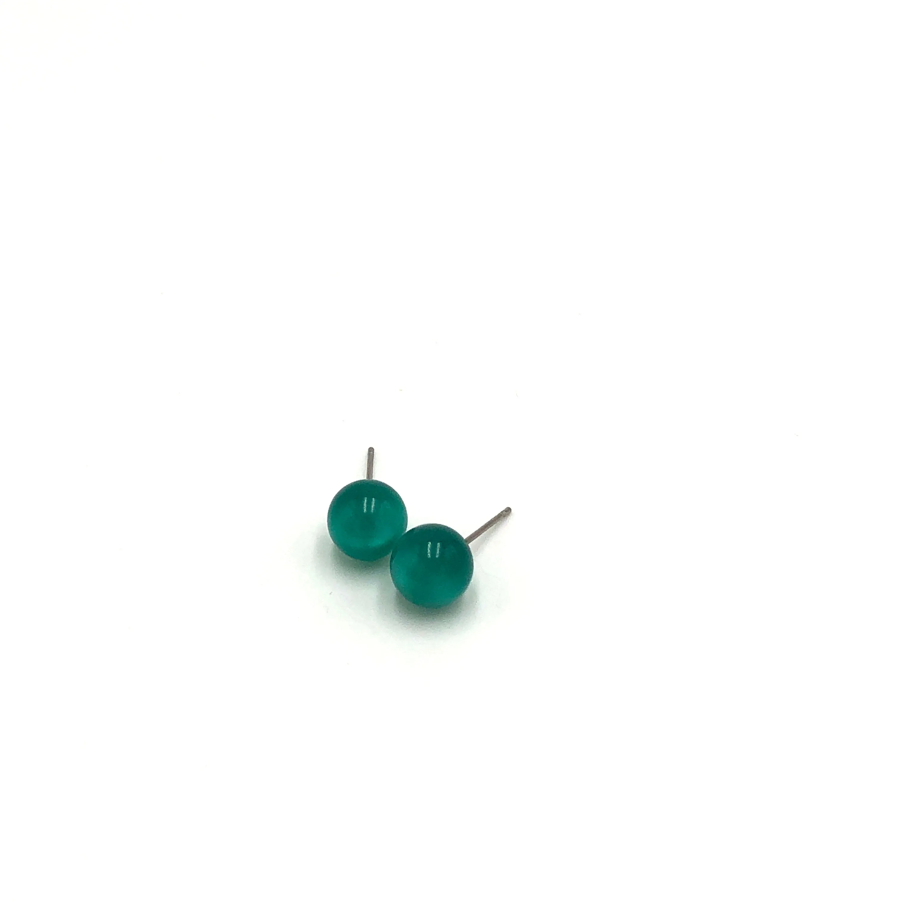 Emerald Moonglow Lucite Ball Stud Earrings