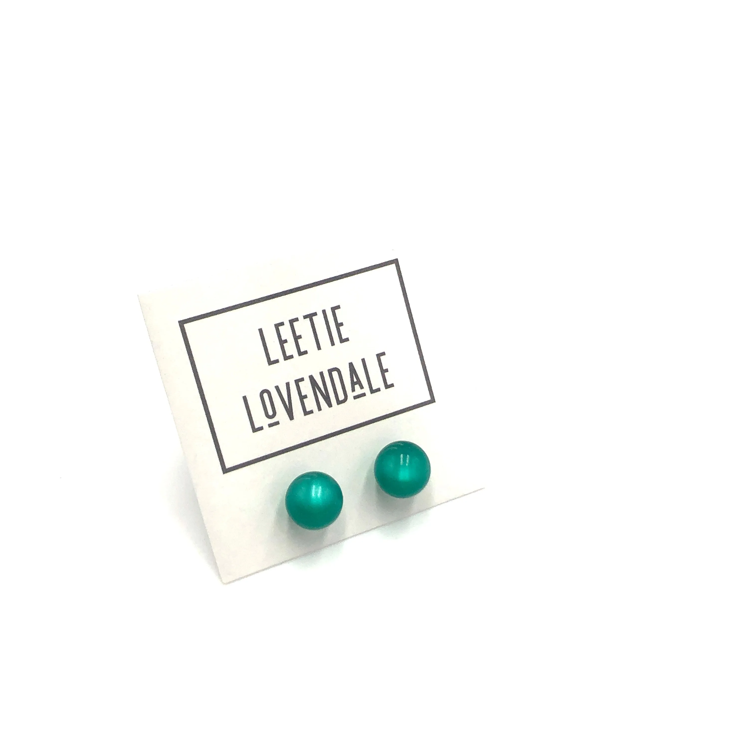 Emerald Moonglow Lucite Ball Stud Earrings