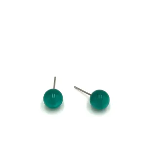 Emerald Moonglow Lucite Ball Stud Earrings