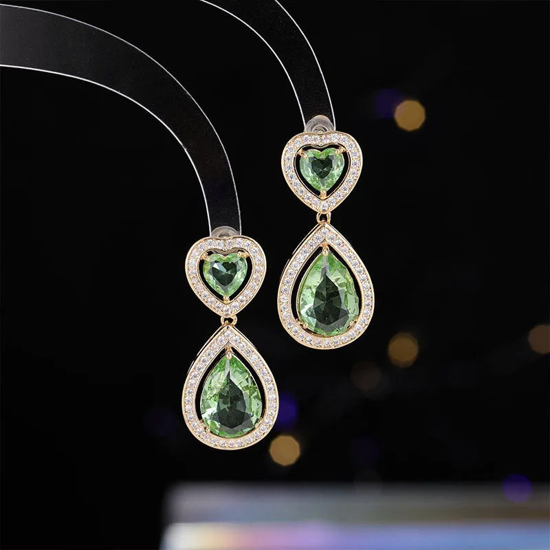 European and American water drop zircon earrings