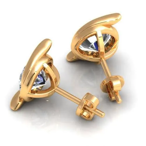 Fashionable 0.50CT Round Cut Diamond Stud Earrings in 14KT Yellow Gold