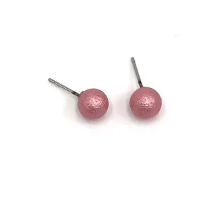 French Pink Pitted Lucite Ball Stud Earrings