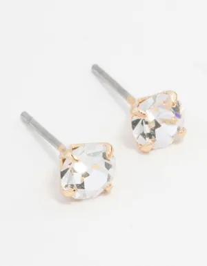 Gold Circular Bohemia Czech Crystal Stud Earrings