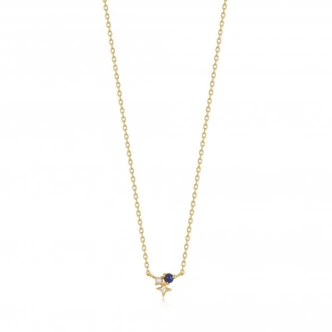 Gold Lapis Star Necklace N039-01G-L