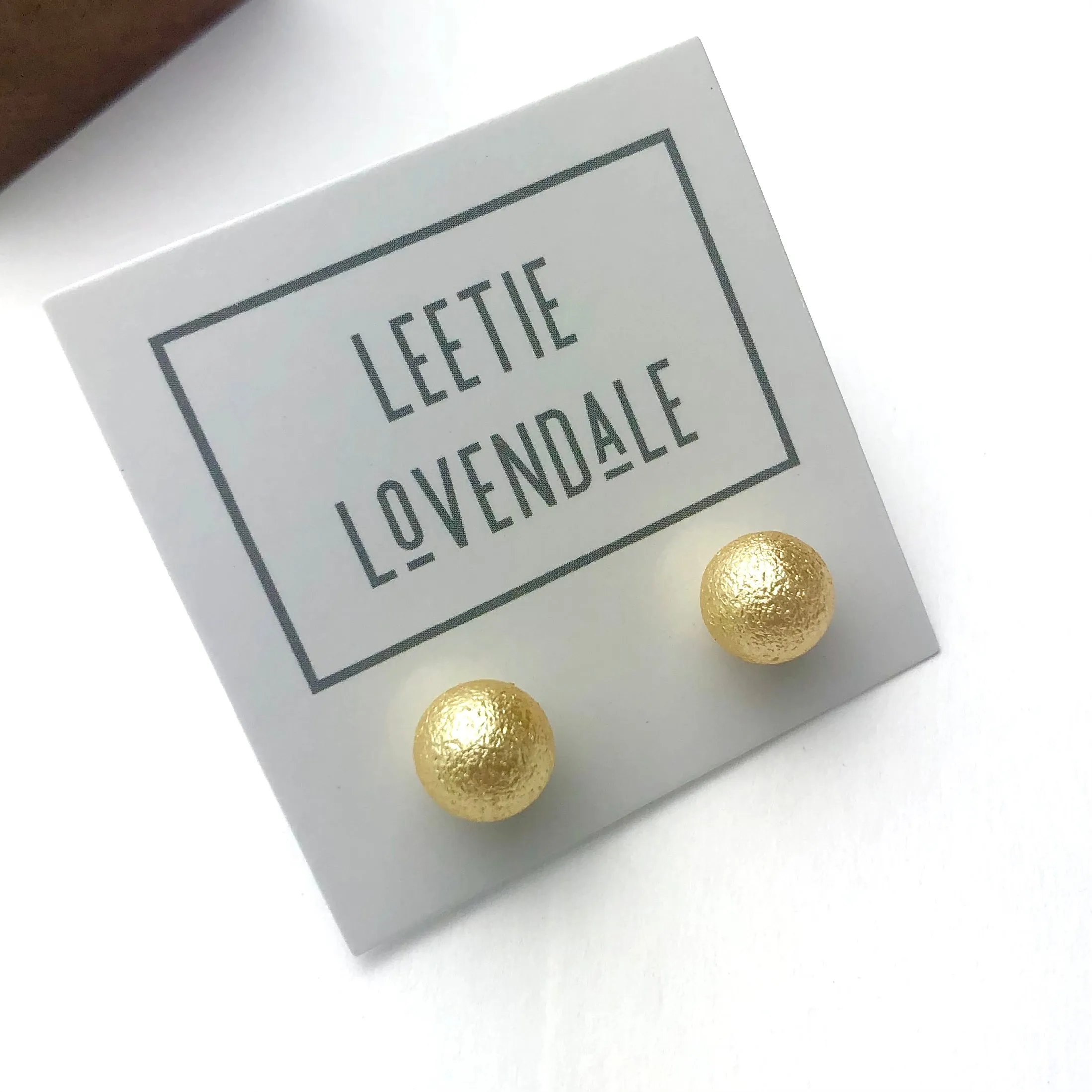 Gold Pitted Lucite Large Ball Stud Earrings