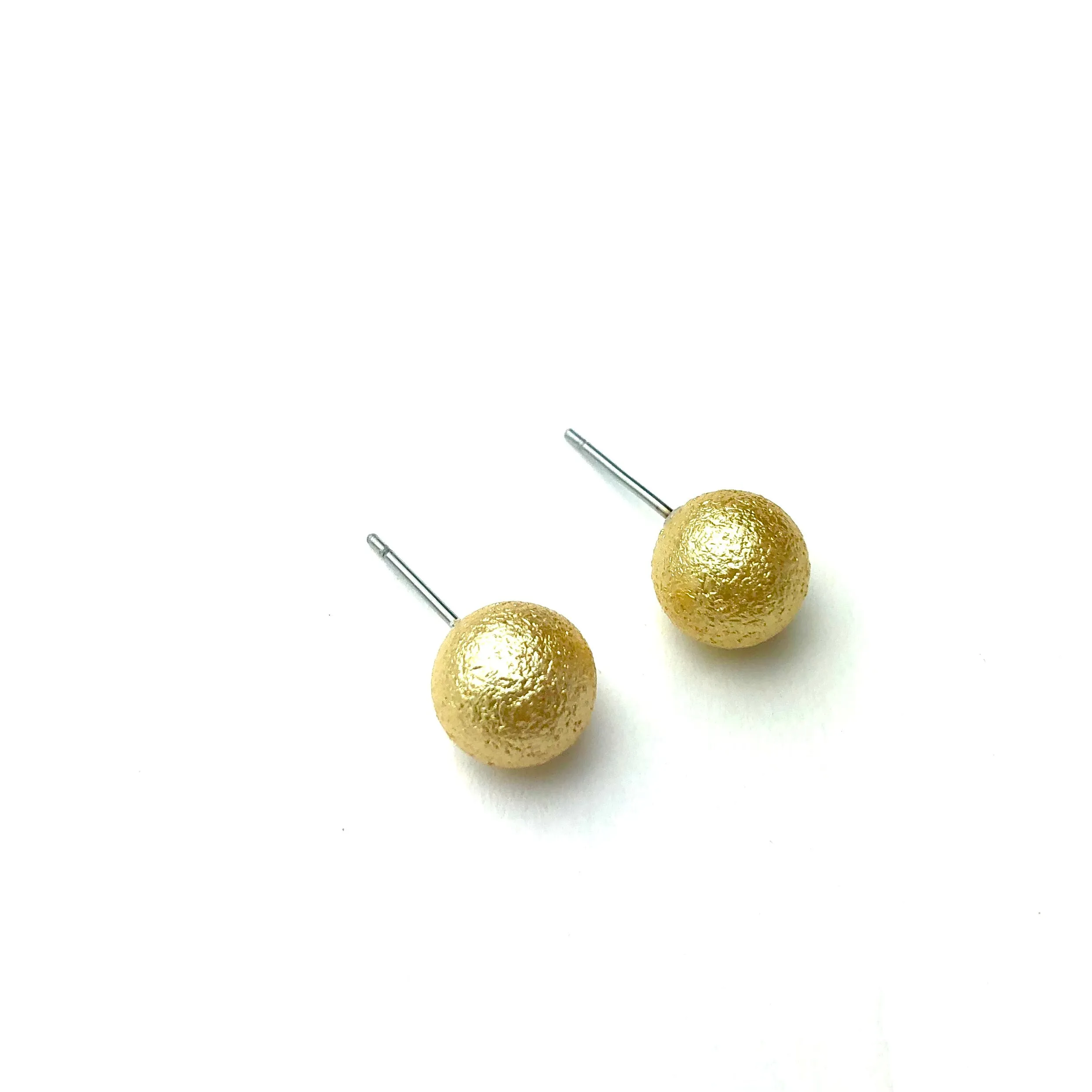 Gold Pitted Lucite Large Ball Stud Earrings