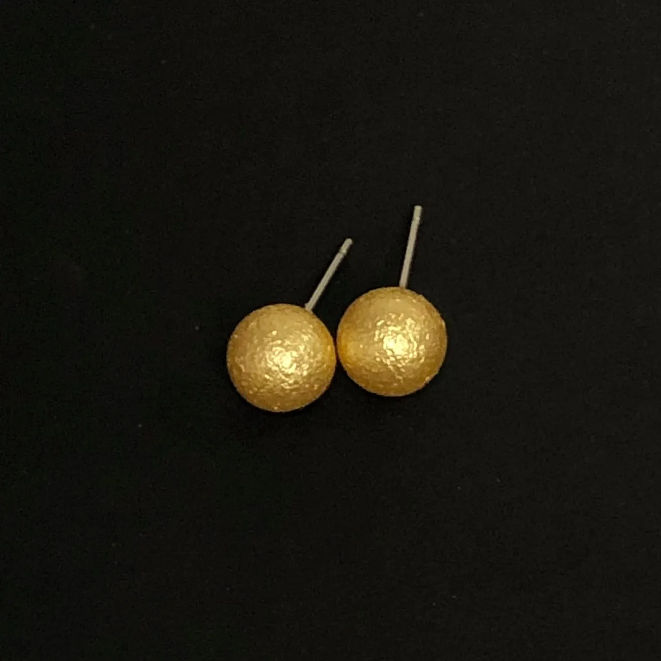 Gold Pitted Lucite Large Ball Stud Earrings