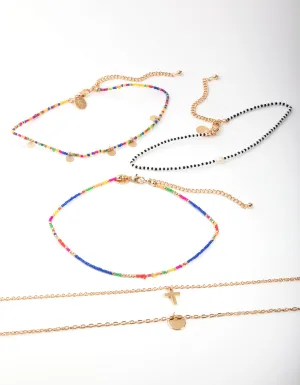 Gold Seed Bead Choker 5-Pack