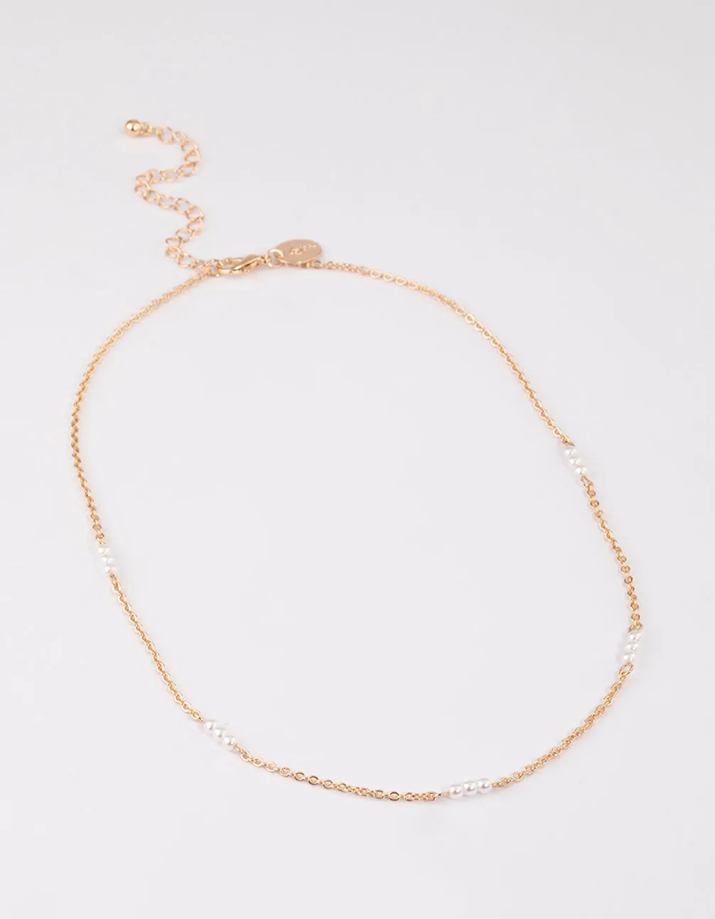 Gold Station Pearl Necklace