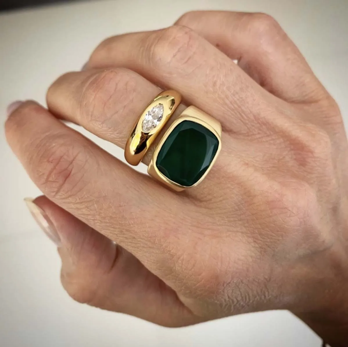 GREEN AGATE FOREST RING