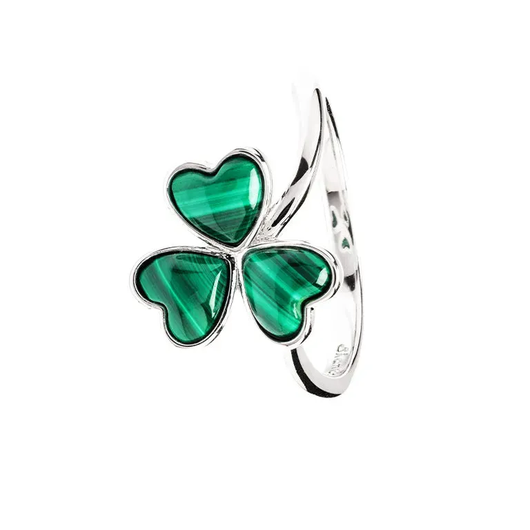 Green Malachite Sterling Silver Shamrock Ring