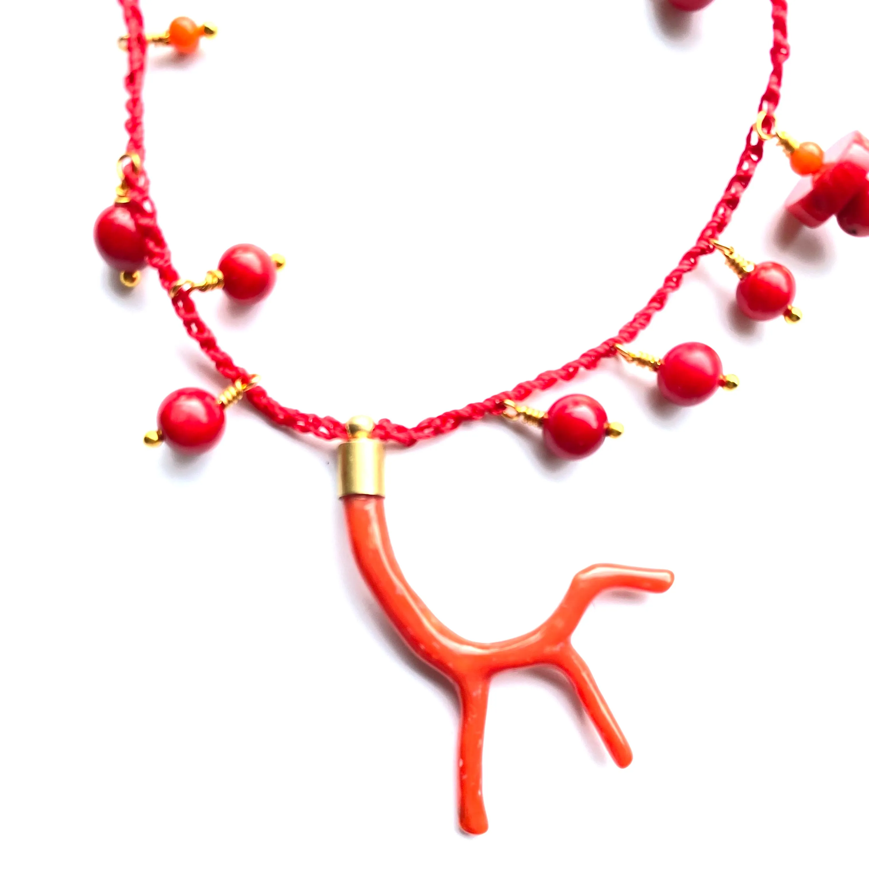 Italian coral branch crochet  necklaces