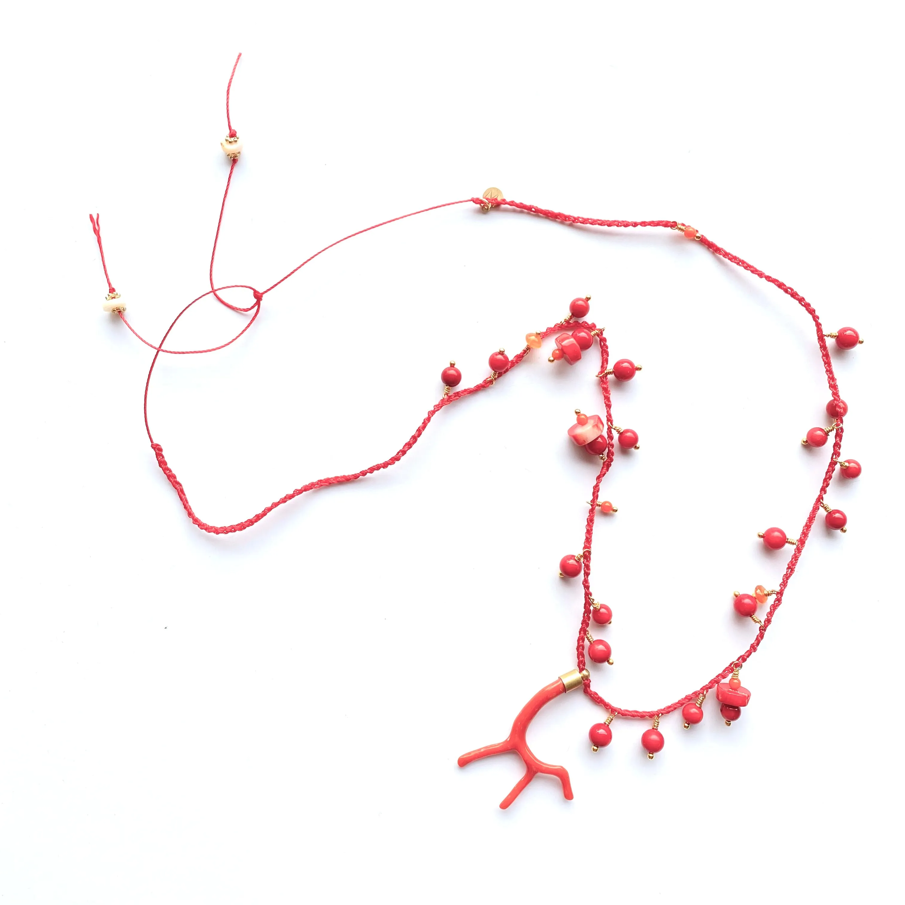 Italian coral branch crochet  necklaces