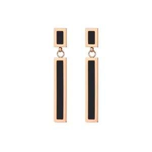 Kairangi Long Earrings for Women Western Rose Gold Plated Stainless Steel Black Square Drop Danglers Earrings For Women and Girls