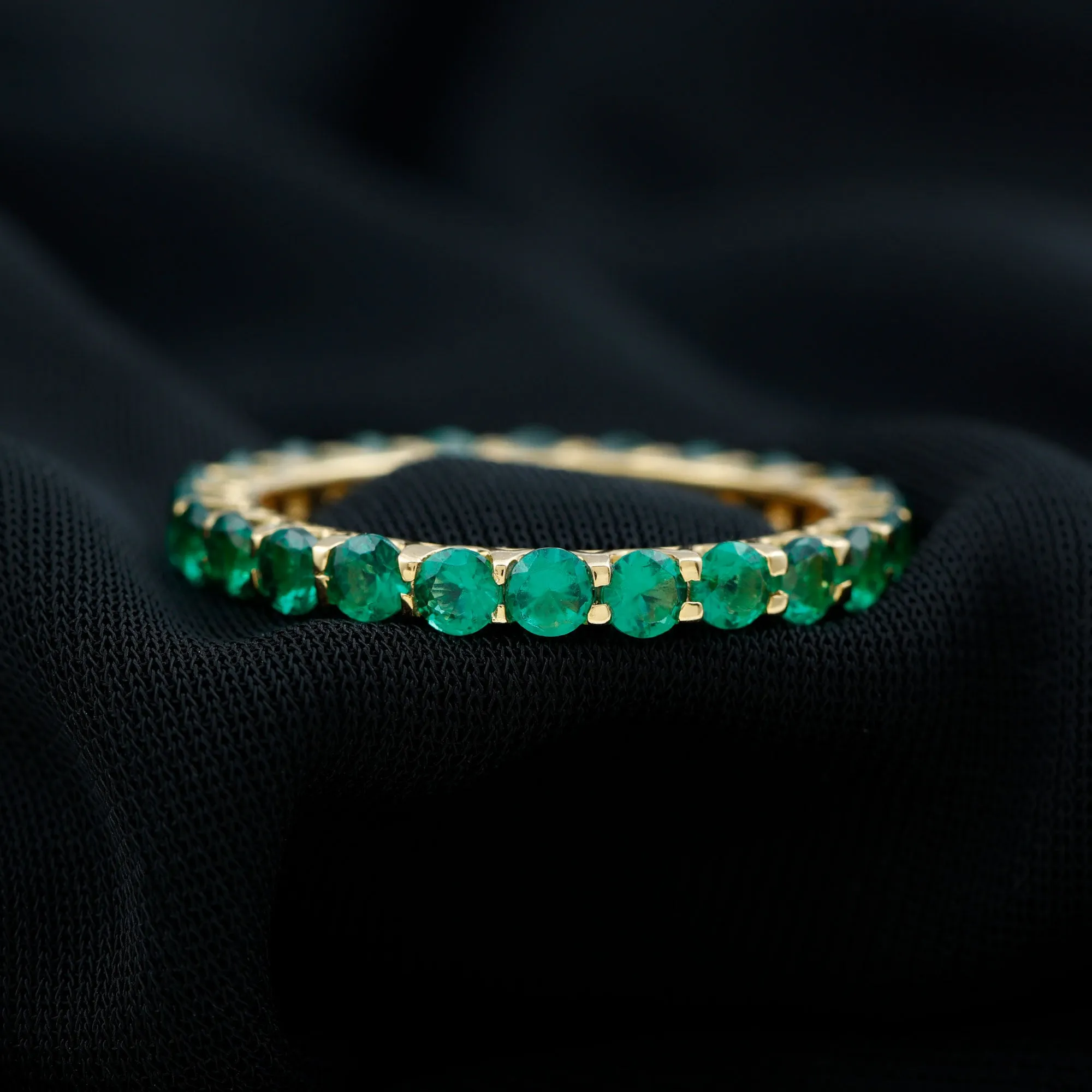 Lab Grown Emerald Simple Eternity Band Ring