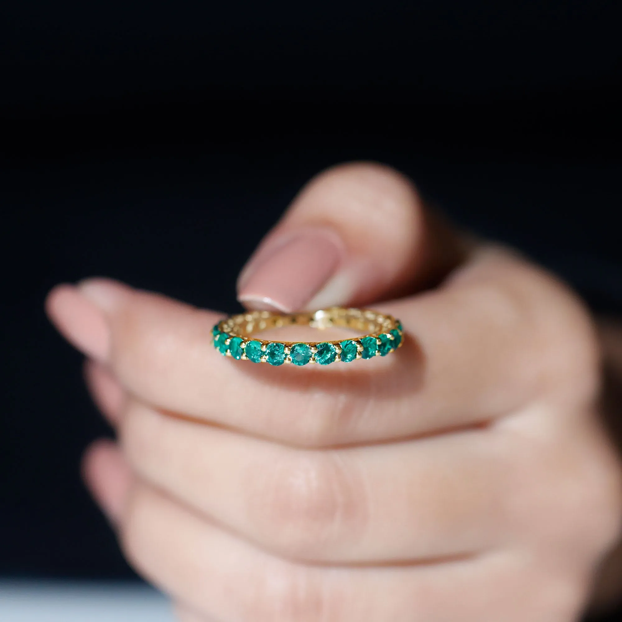 Lab Grown Emerald Simple Eternity Band Ring