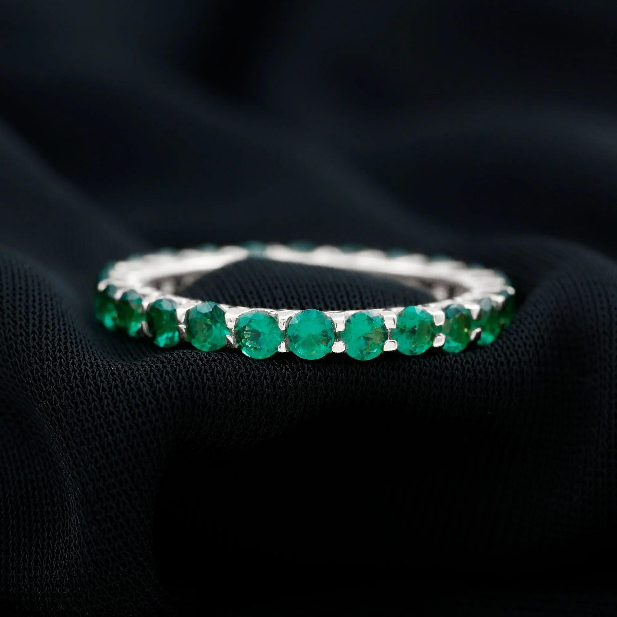 Lab Grown Emerald Simple Eternity Band Ring