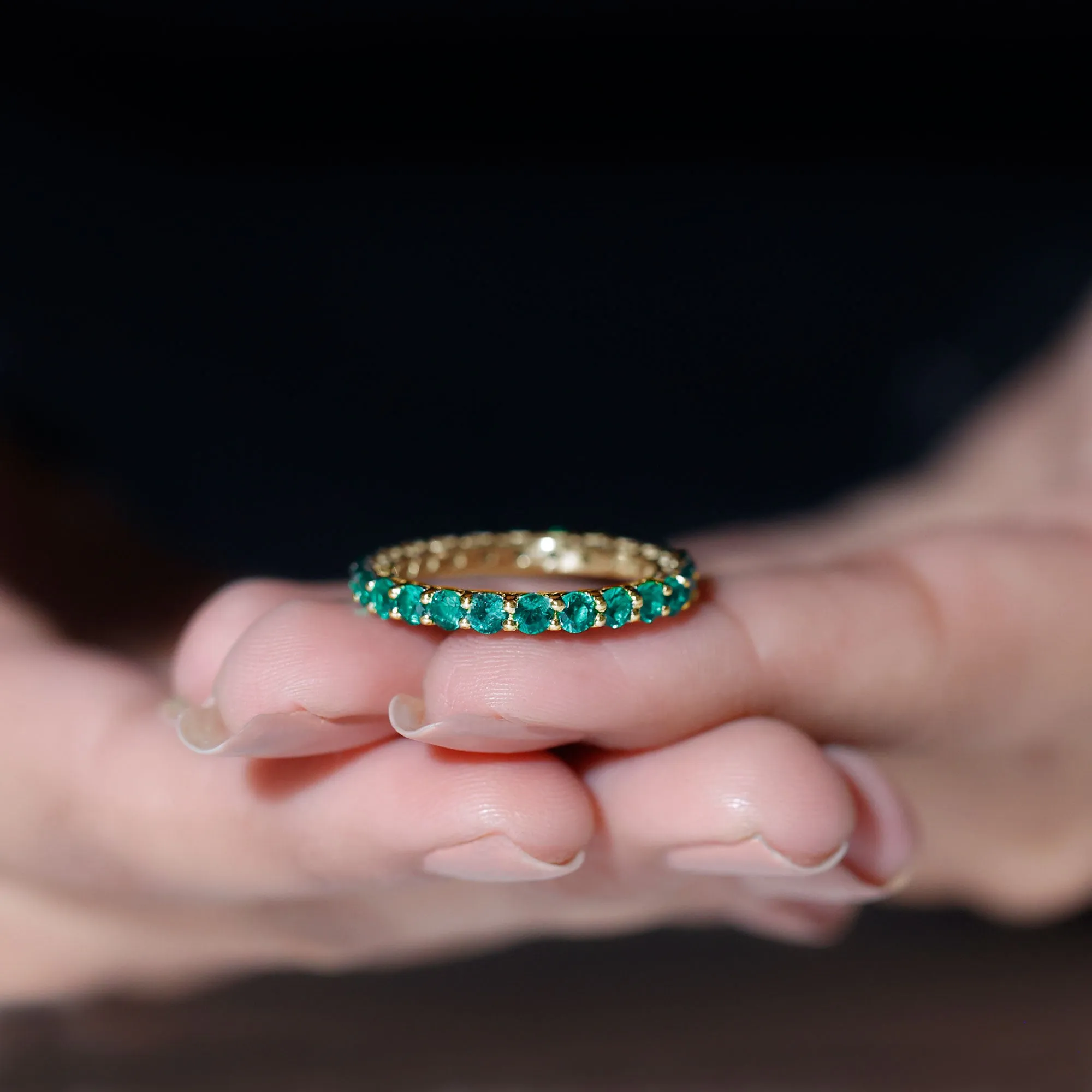 Lab Grown Emerald Simple Eternity Band Ring