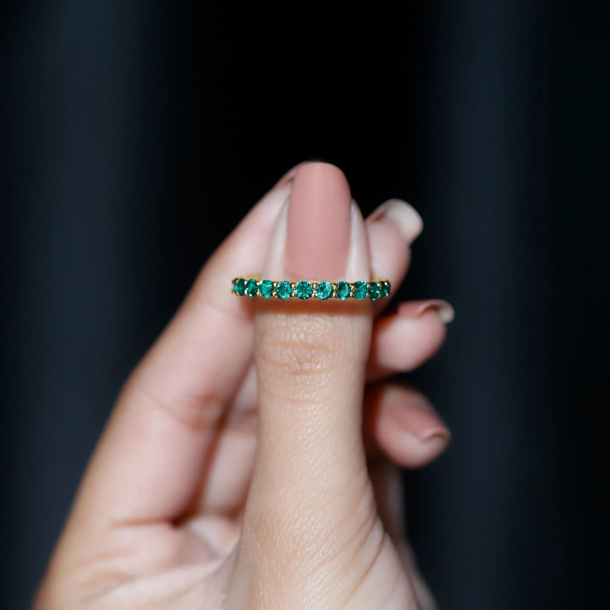 Lab Grown Emerald Simple Eternity Band Ring