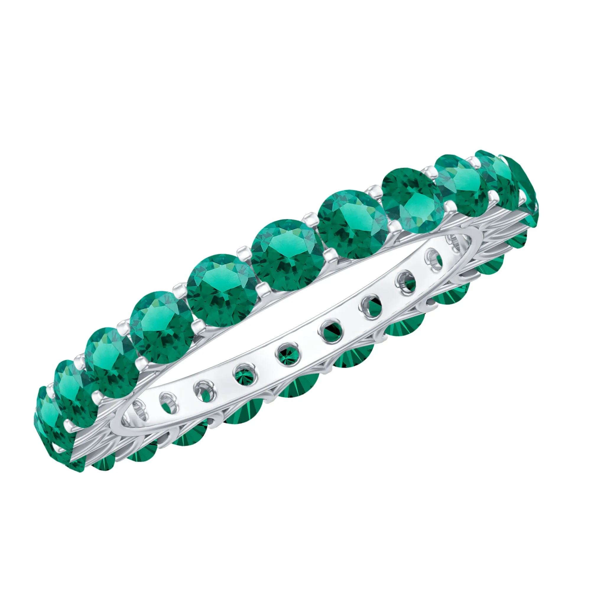 Lab Grown Emerald Simple Eternity Band Ring