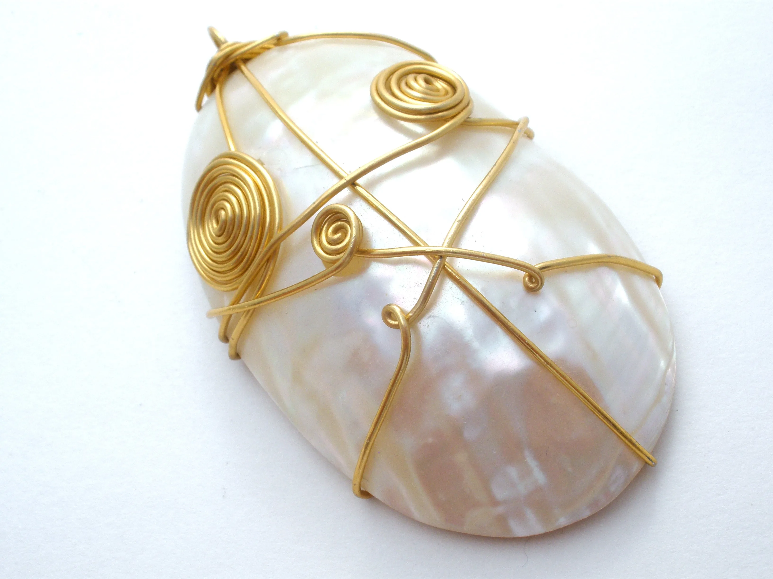 Large Wire Work Mother of Pearl Pendant