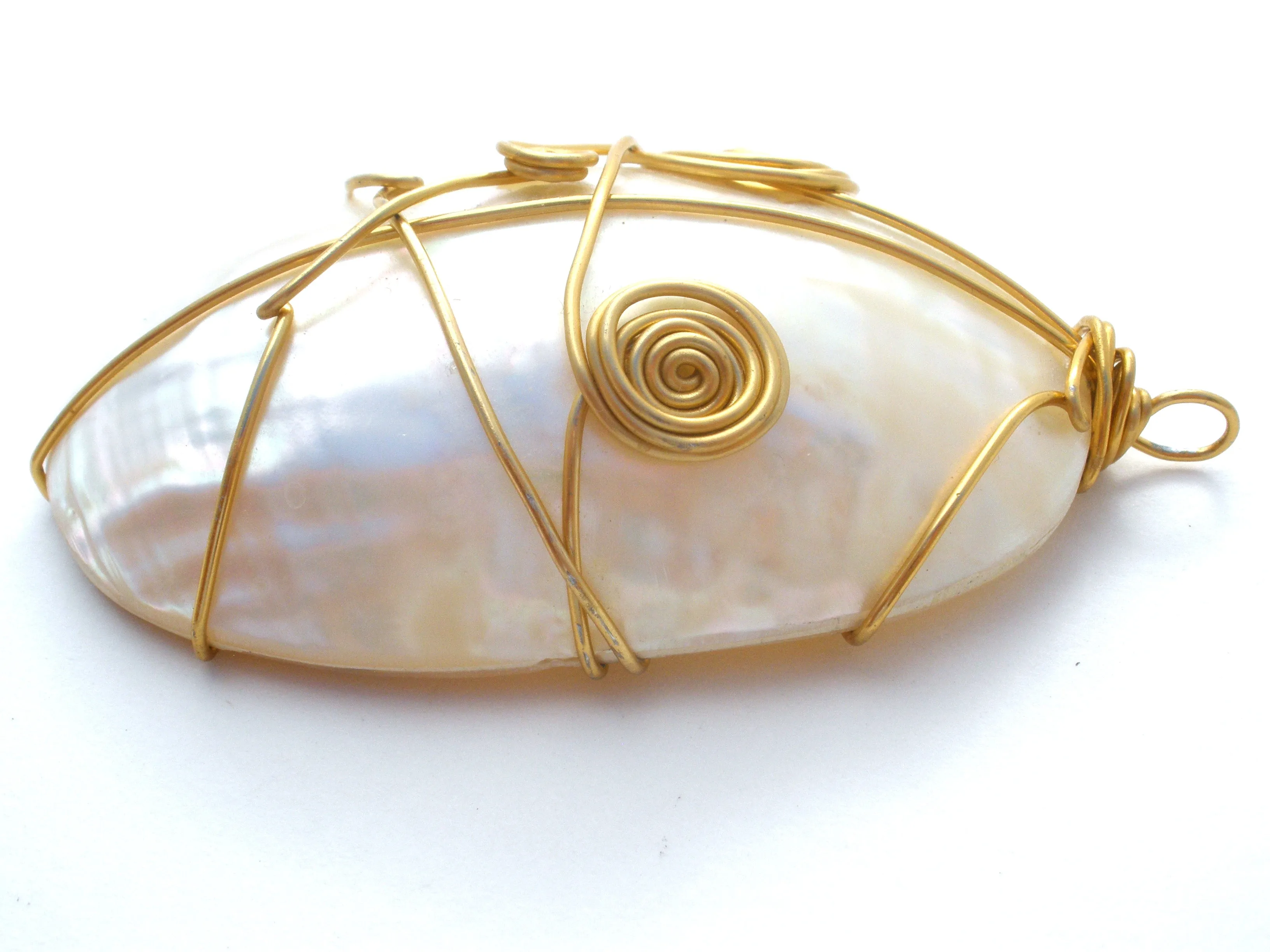 Large Wire Work Mother of Pearl Pendant