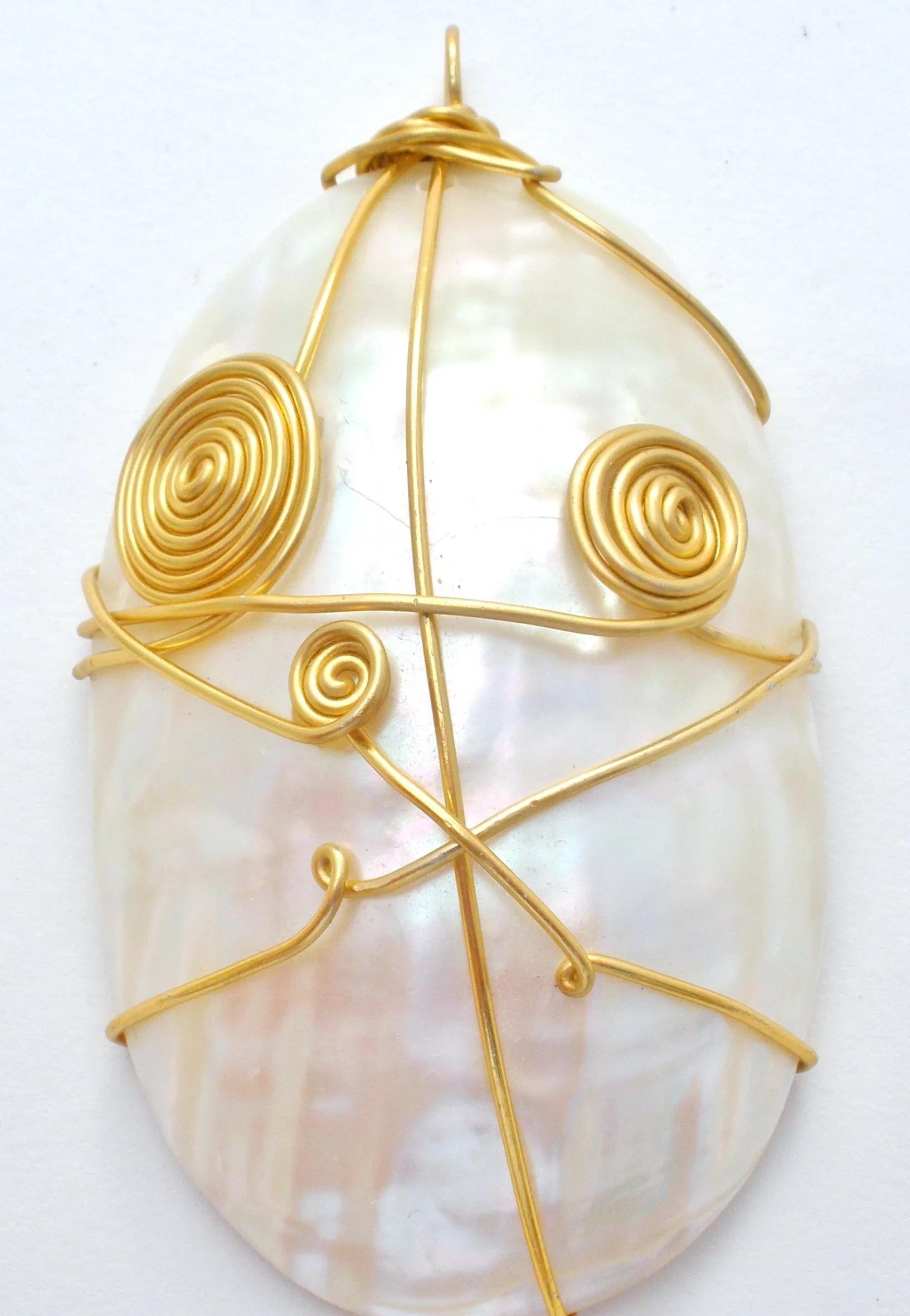 Large Wire Work Mother of Pearl Pendant