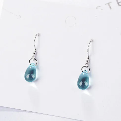 Light Blue Drop Earrings - Small Blue Teardrop Earrings - Bright Blue Tear Drop Earrings - Drop Earrings Glass Teardrop Earrings Dangle