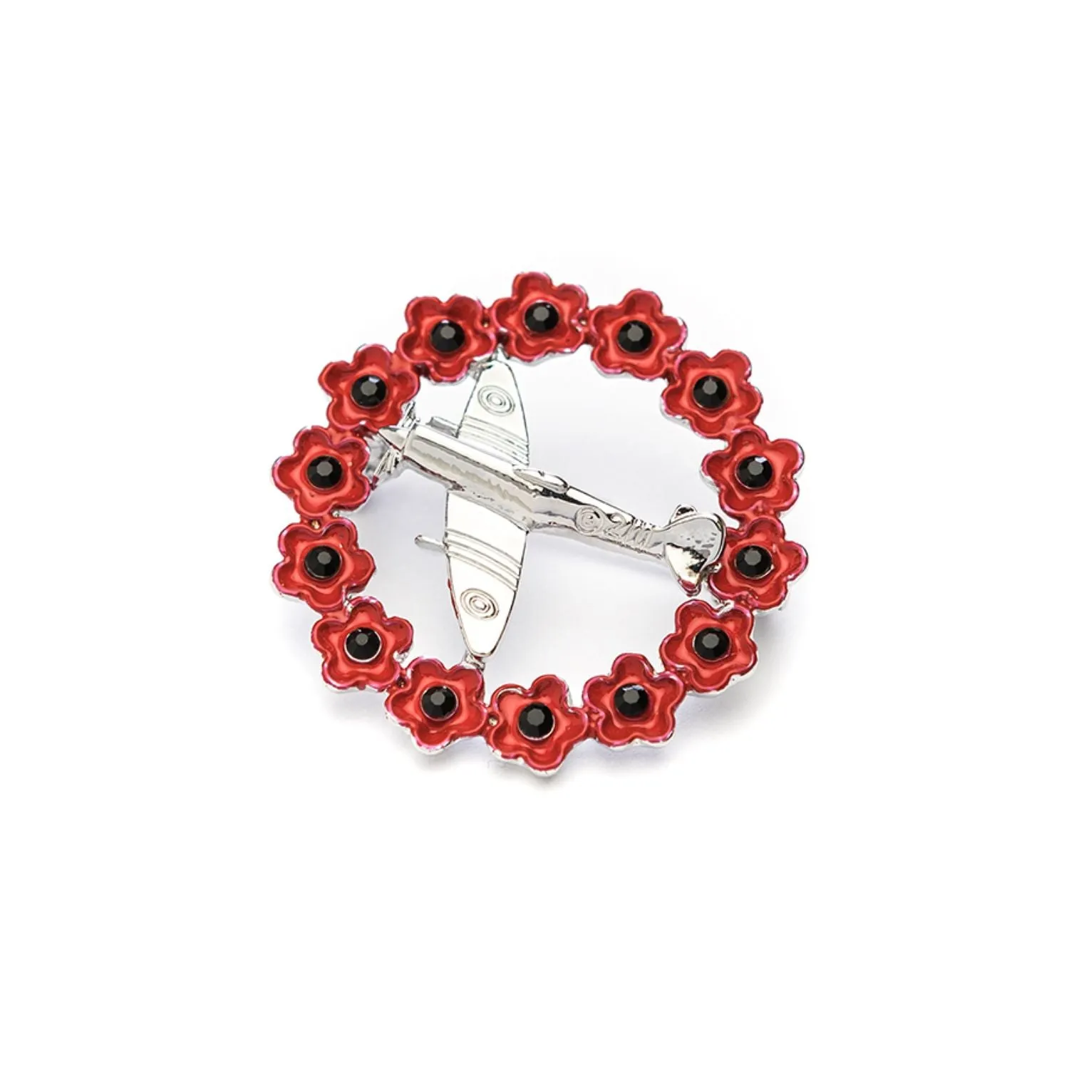 Lila Jewellery 30mm Spitfire In Poppy Wreath Brooch