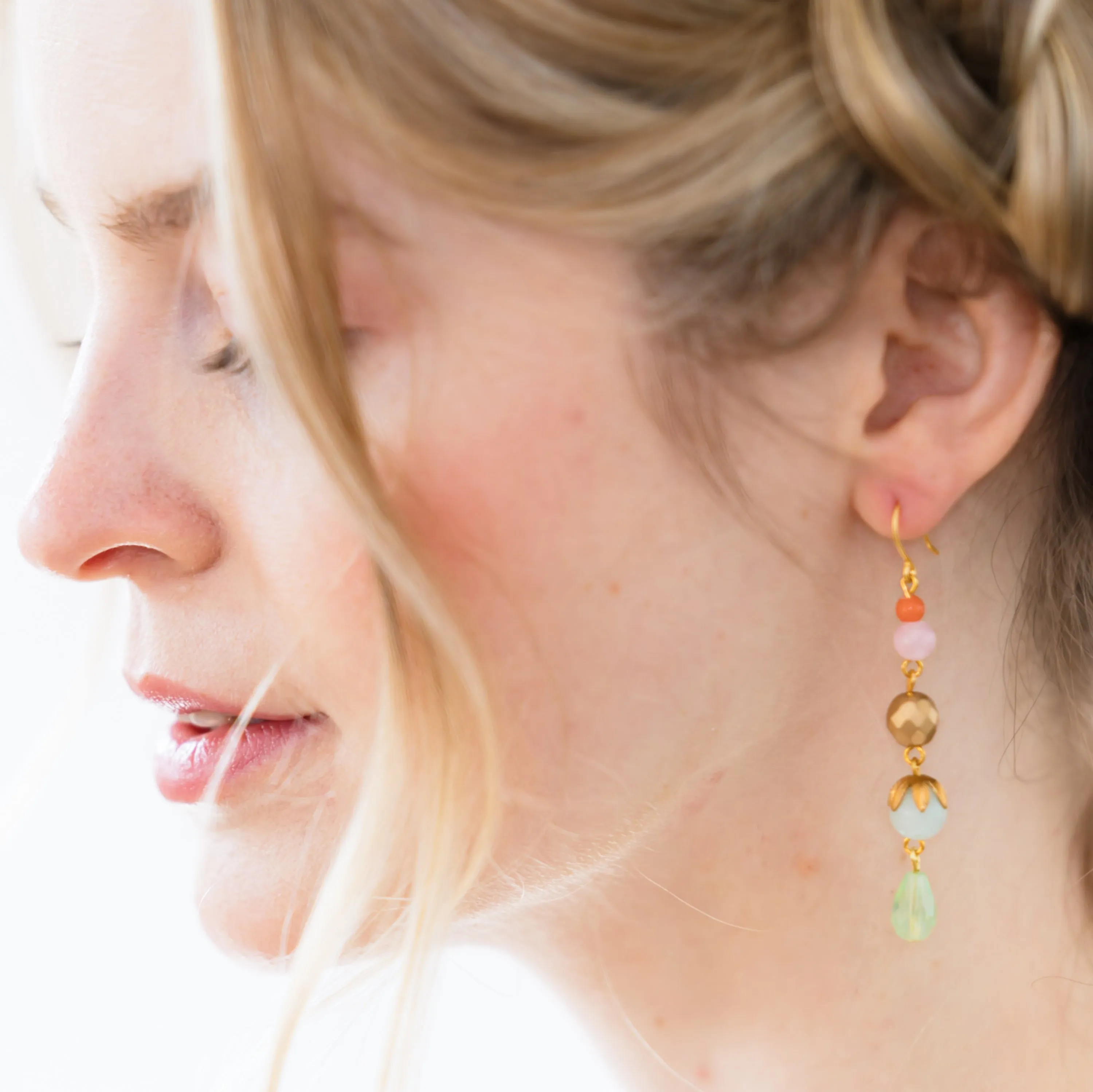 Long Blue Gemstone Earrings