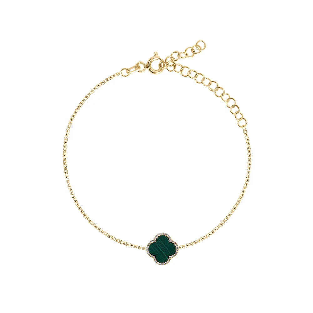 MALACHITE FOUR LEAF CLOVER  BRACELET