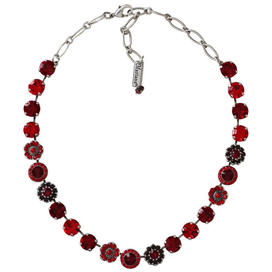 Mariana "Lady in Red" Silver Plated Lovable Mixed Element Crystal Necklace, 3045/1 1070