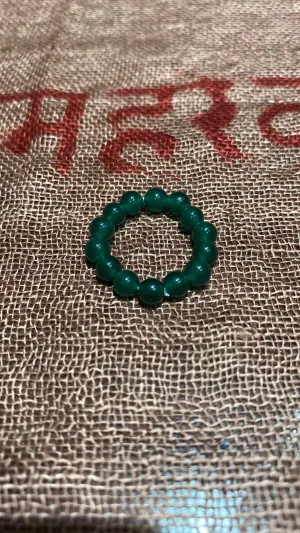 Medium Green Jade Beaded Ring