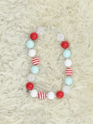 Mint & Red Stripe Bubblegum Necklace