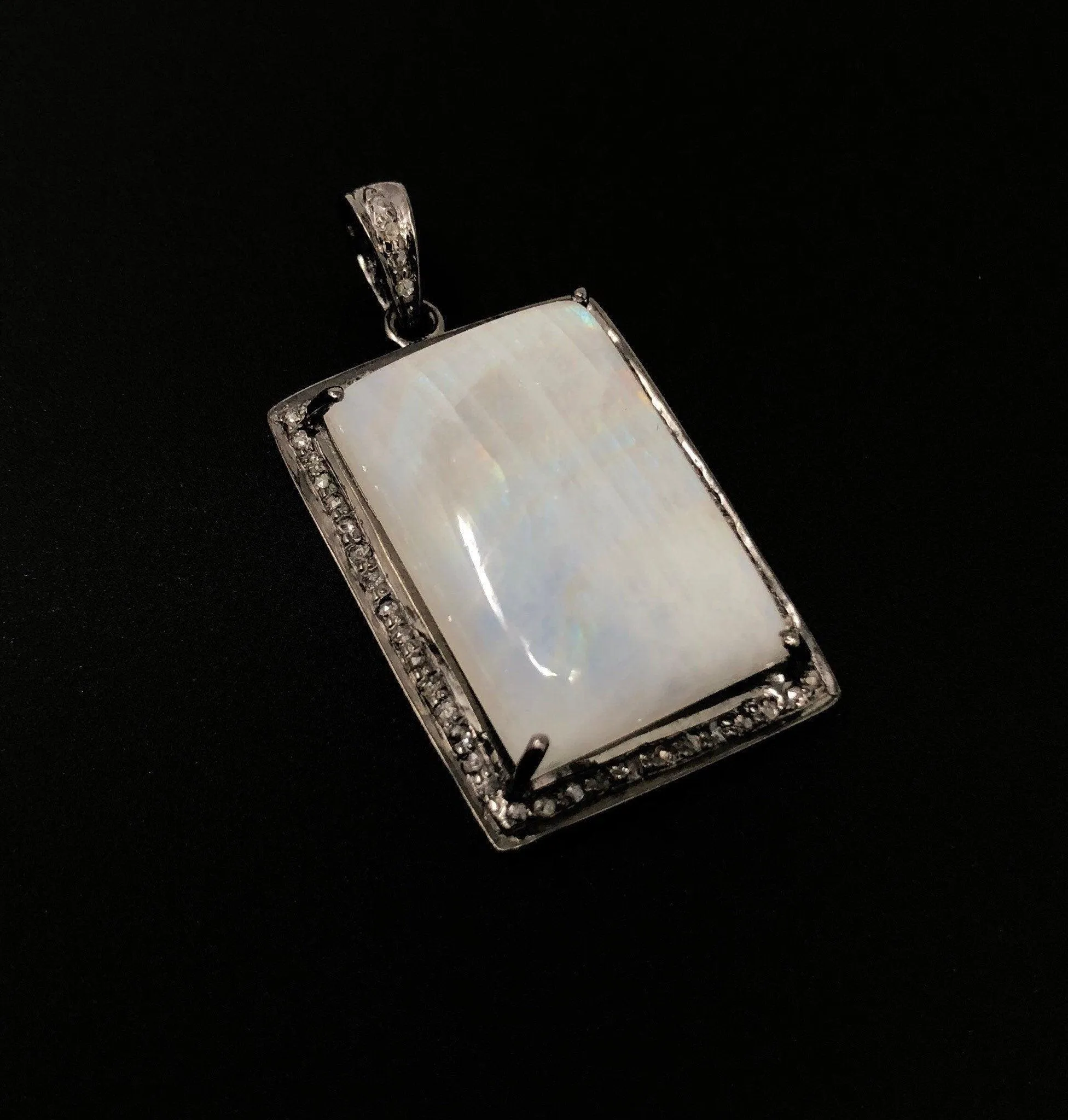 Moonstone Pendant, Gemstone Pendant, Diamond Pendant, Silver Pendant,