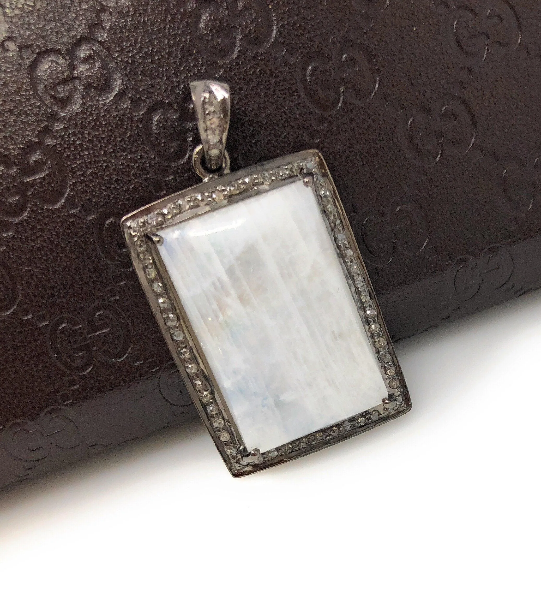 Moonstone Pendant, Gemstone Pendant, Diamond Pendant, Silver Pendant,