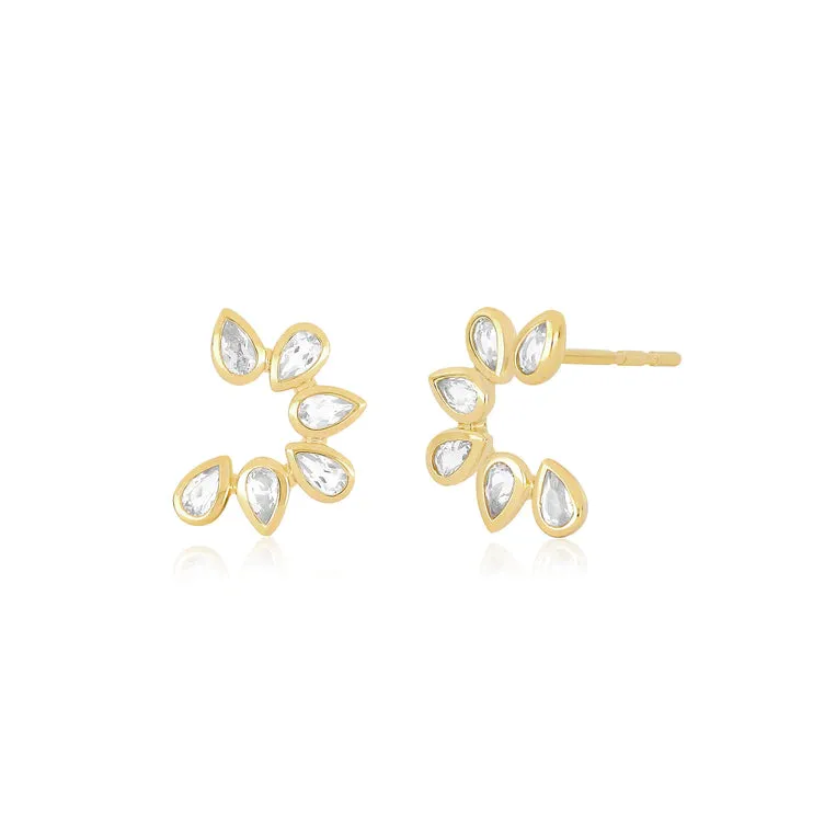 Multi White Quartz Pearl Stud Earring Left