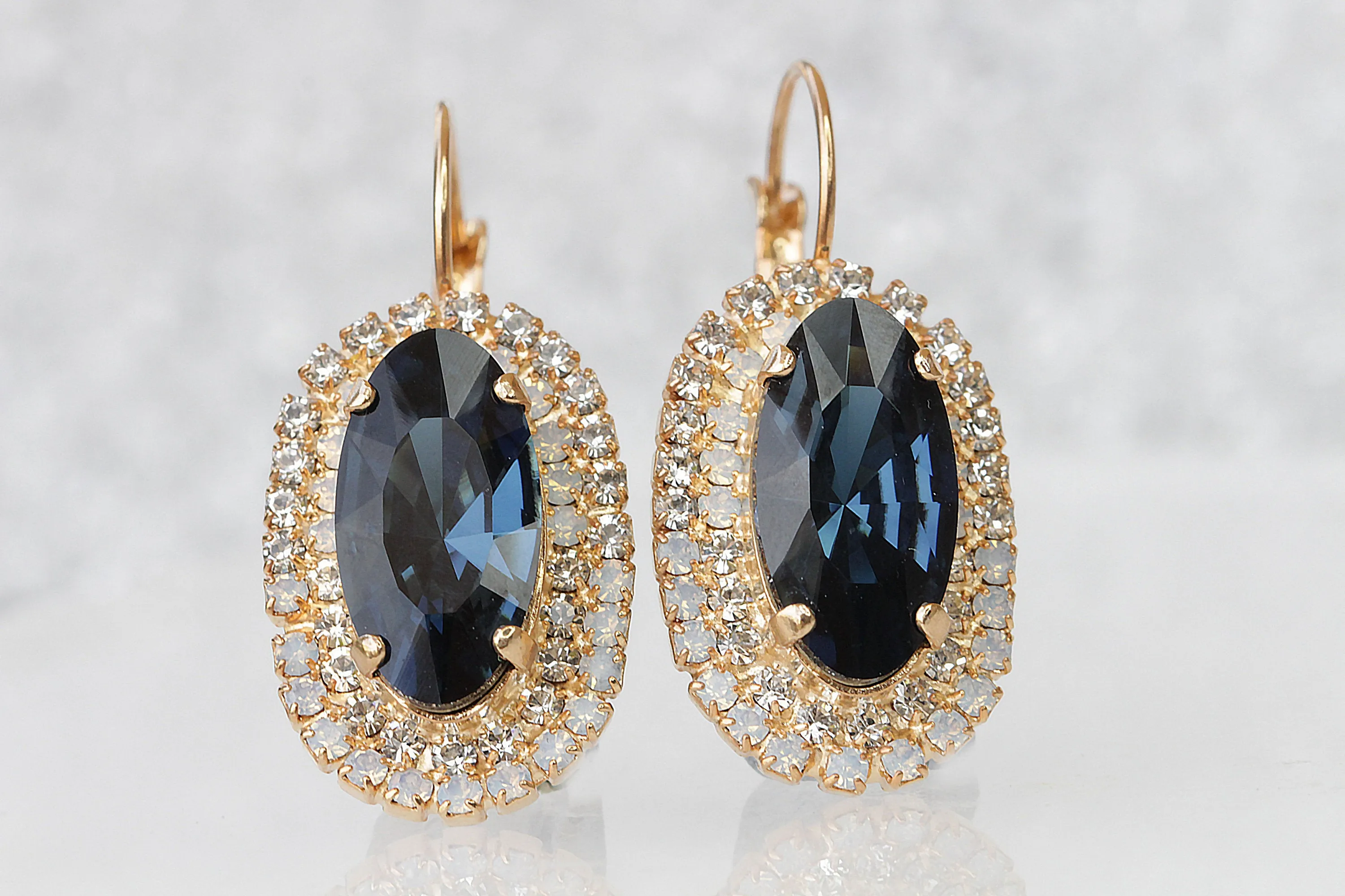 NAVY DROP EARRINGS,