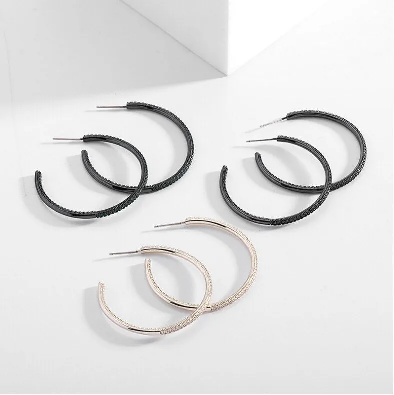 New earrings simple and fashionable silver needle geometric hoop earrings LYG134