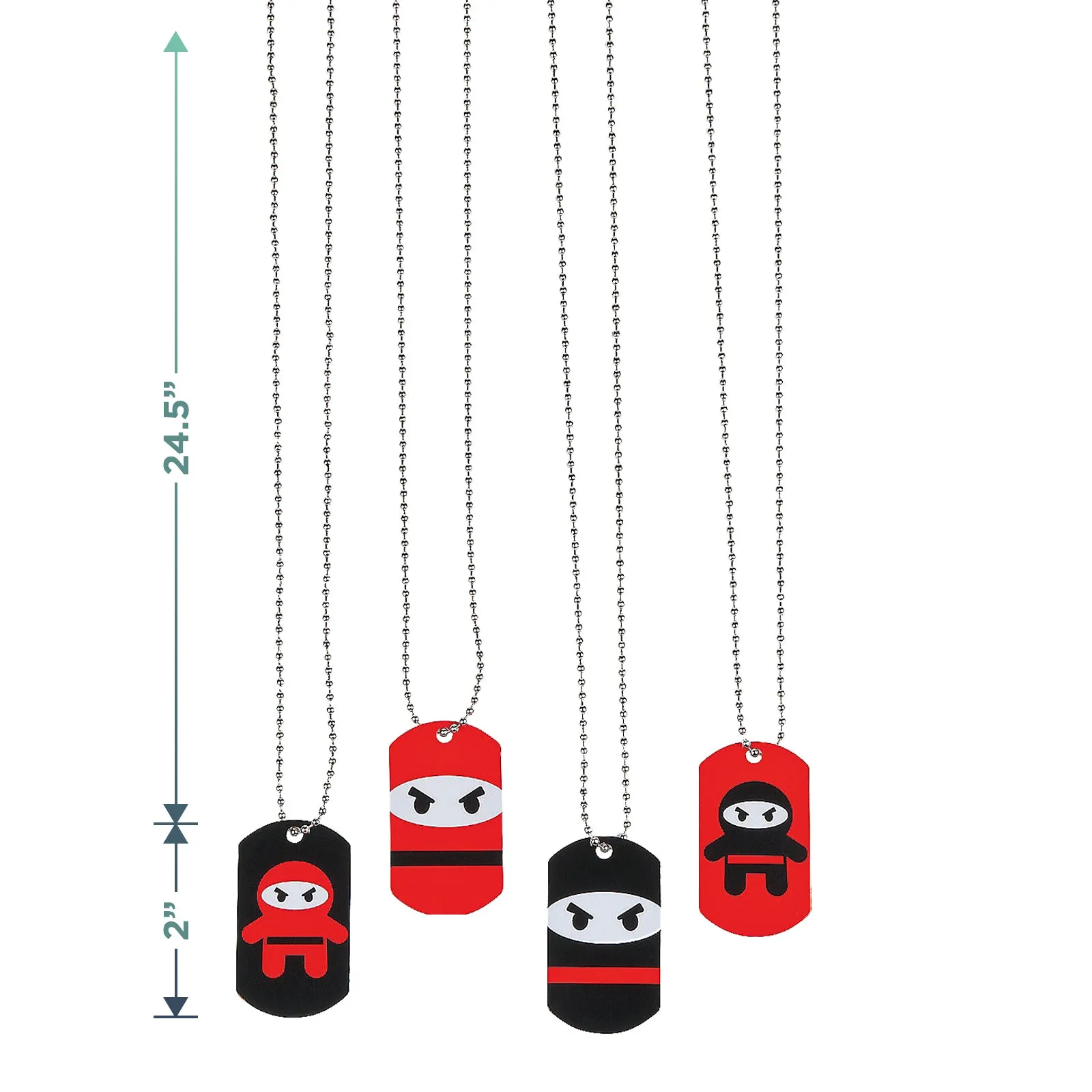 Ninja Party Favors - Stretchy Flying Ninjas and Dog Tag Necklaces (1 Doz Each, 24 Pieces Total)