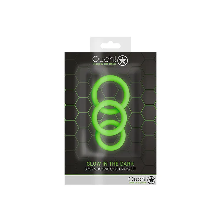 Ouch! Glow-in-the-Dark 3pc Cock Ring Set