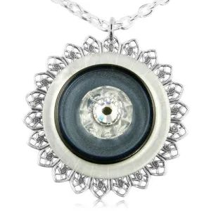 Pacific Blue Crystal Button Pendant