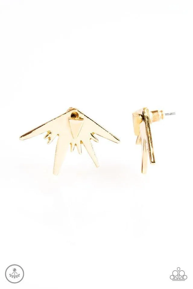 Paparazzi Earrings - Electric Edge - Gold