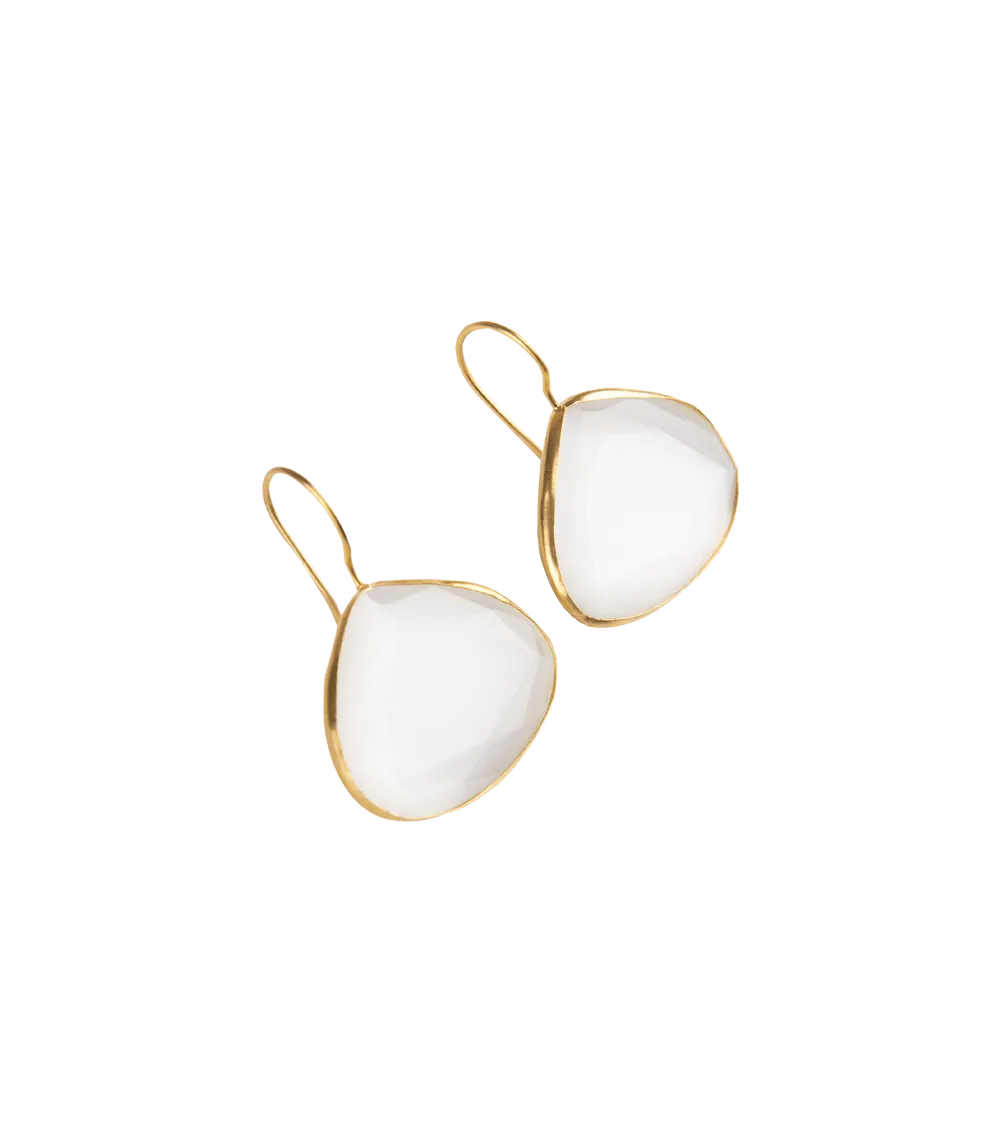 Pear Earrings Cat Eyes Heart-Shaped Gold Plated