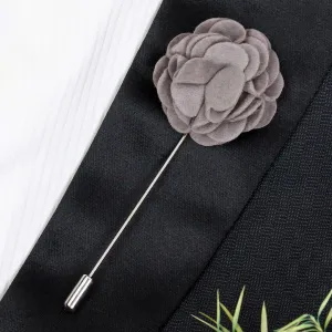 Peluche Floral Fondness Grey Colored Brooch / Lapel Pin for Men