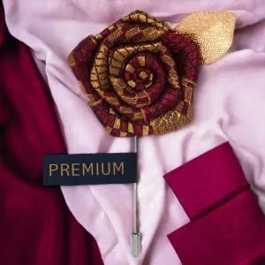 Peluche Floral Pentagon Maroon, Golden Brooch Lapel Pin