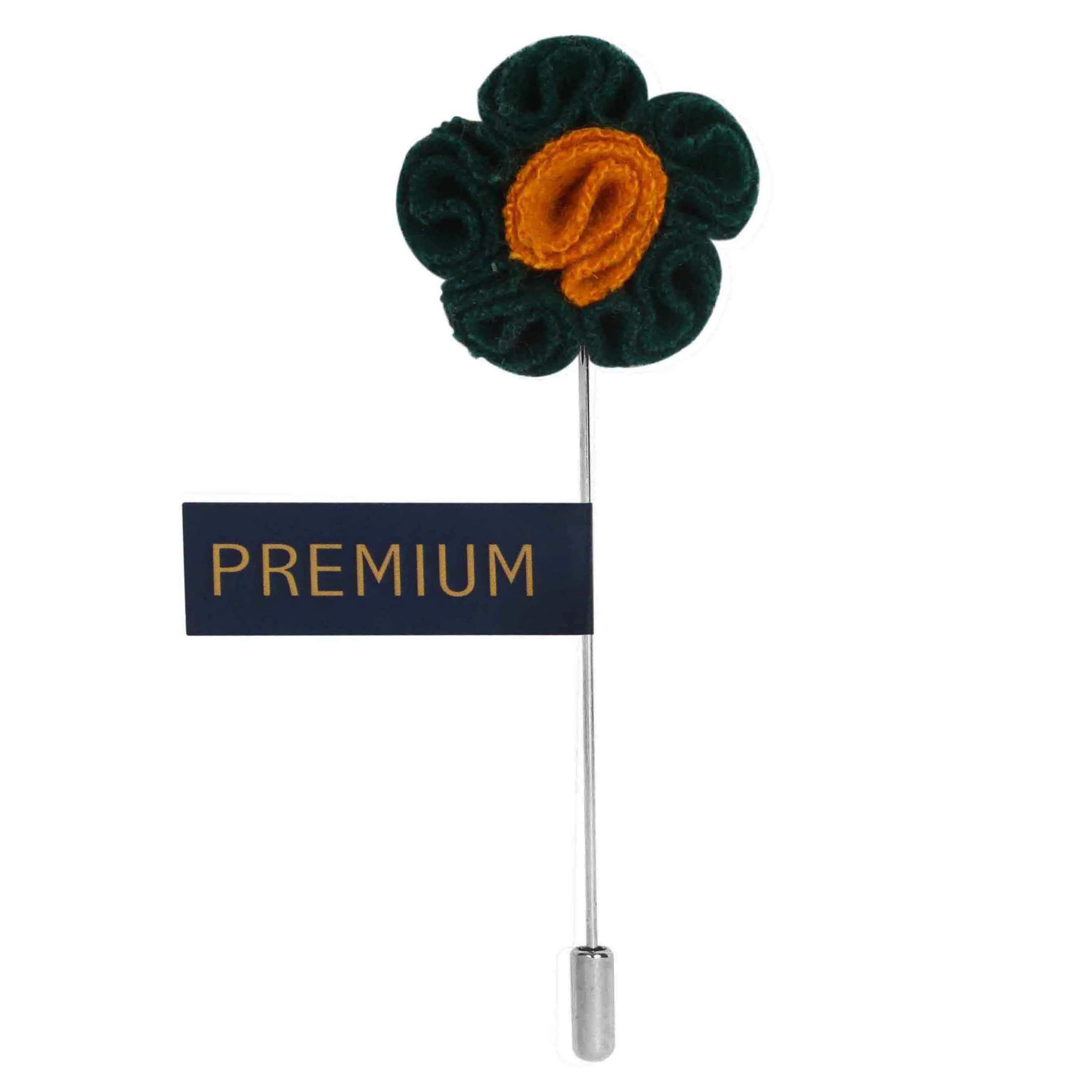 Peluche Florwer in Flower Green, Orange Brooch Lapel Pin